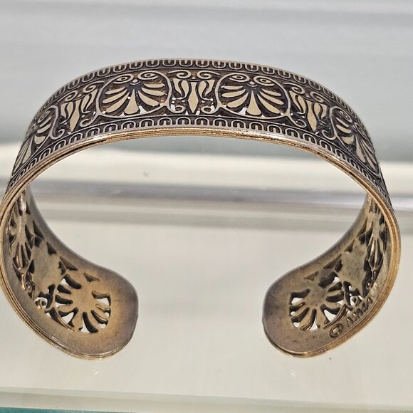 VINTAGE MMA METROPOLITAN MUSEUM OF ART GOLD TONE BANGLE CUFF BRACELET - Picture 6 of 8